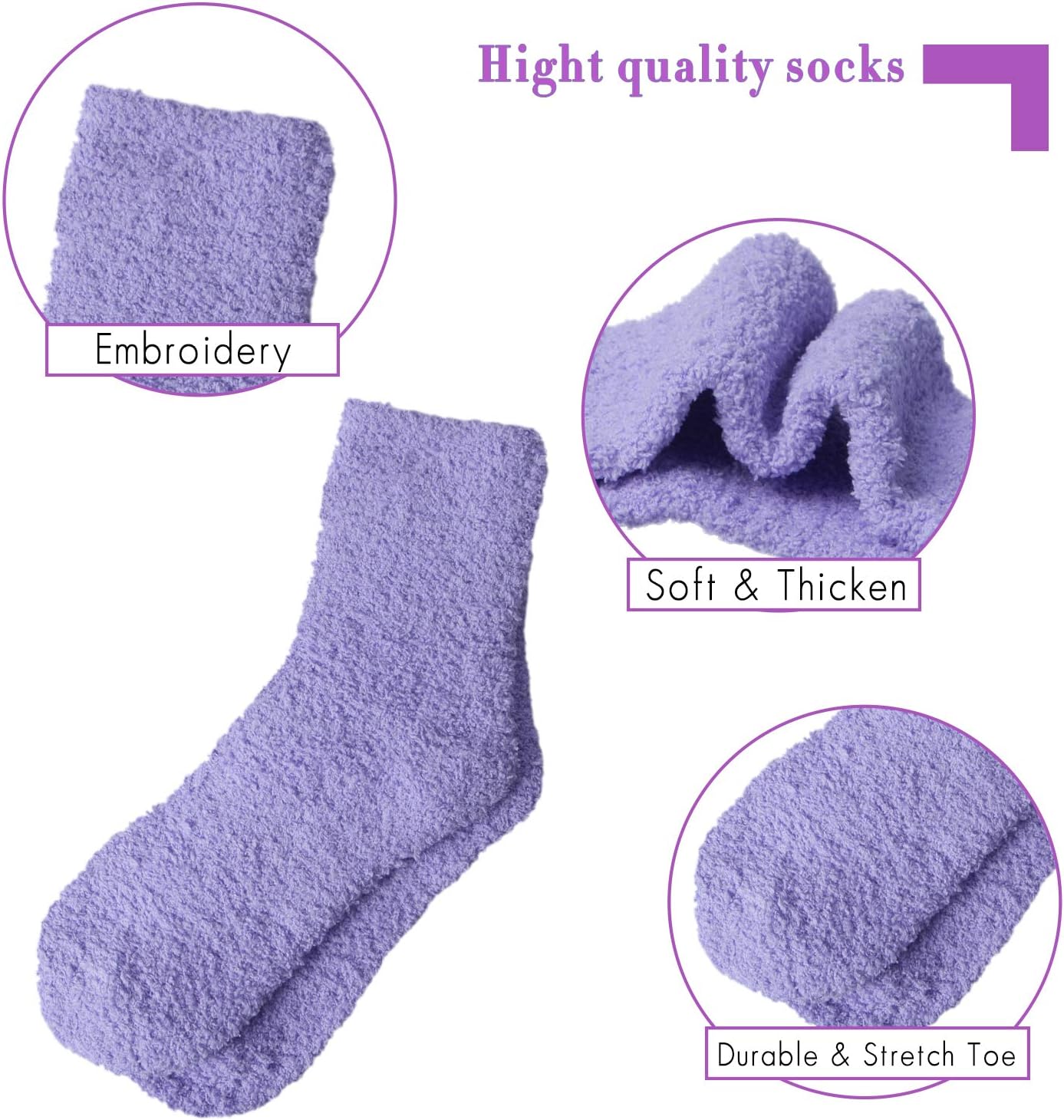 Loritta 5 Pairs Womens Fuzzy Socks Winter Warm Cozy Fluffy Super Soft Slipper Socks